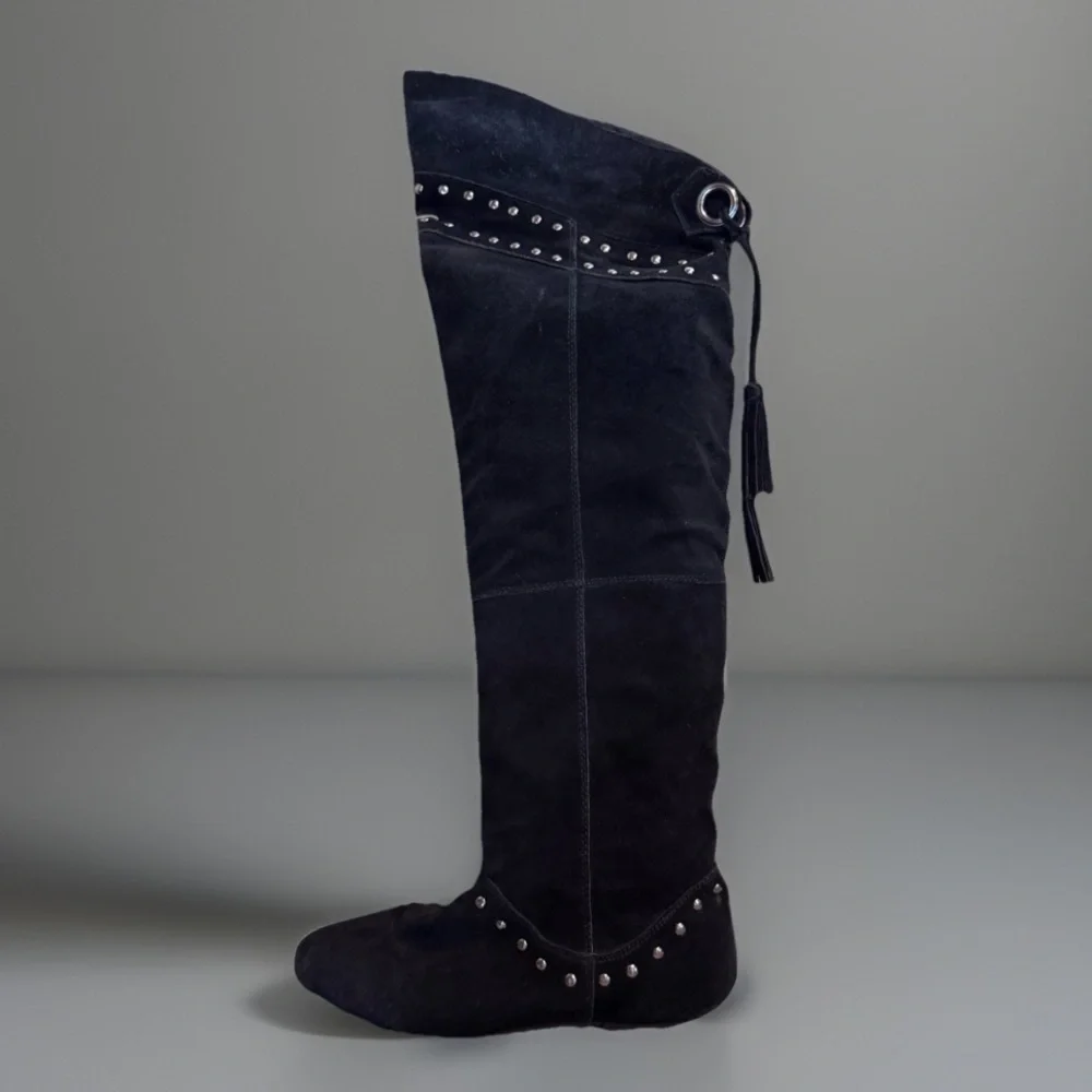 Vintage STEAMPUNK Suede Studded Over Knee Boots